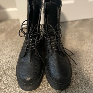 Snakeskin combat boot